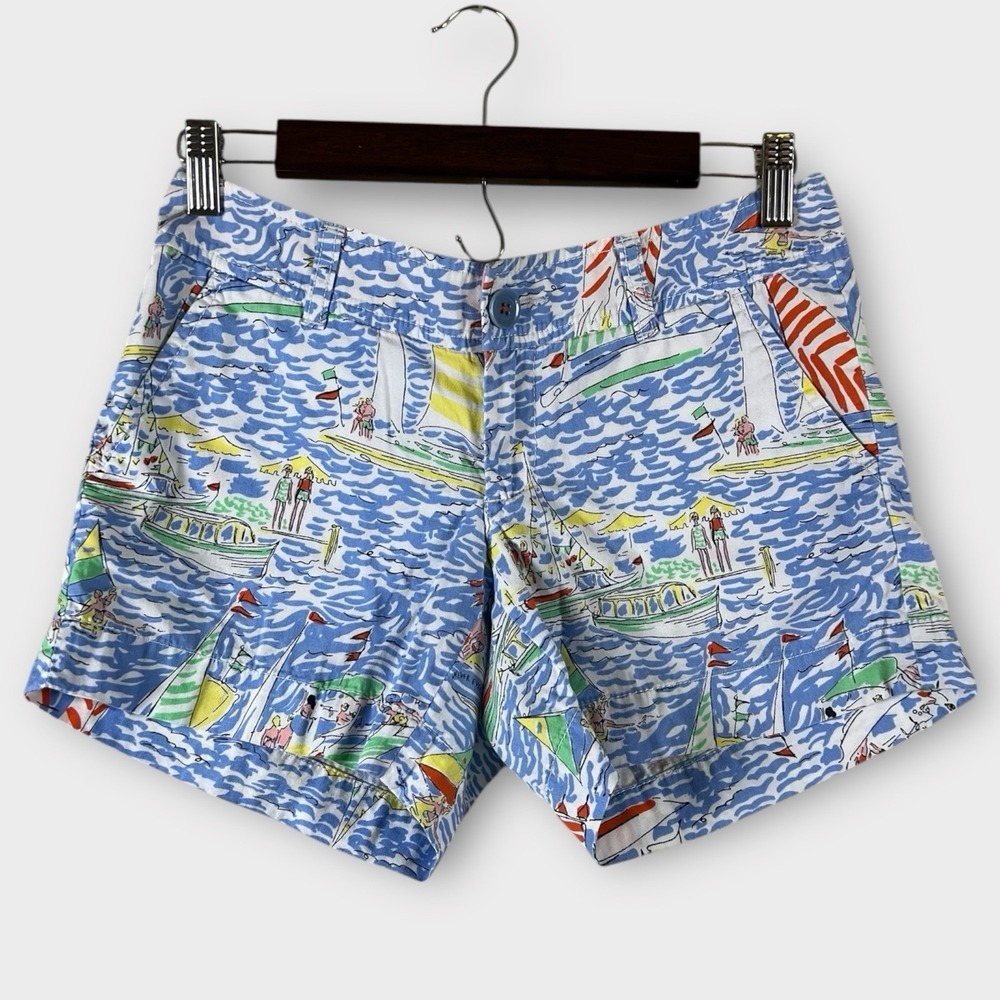 Lilly Pulitzer Callahan Shorts 0 Get Nauti Pocket Nautical Sailing Boat Beach